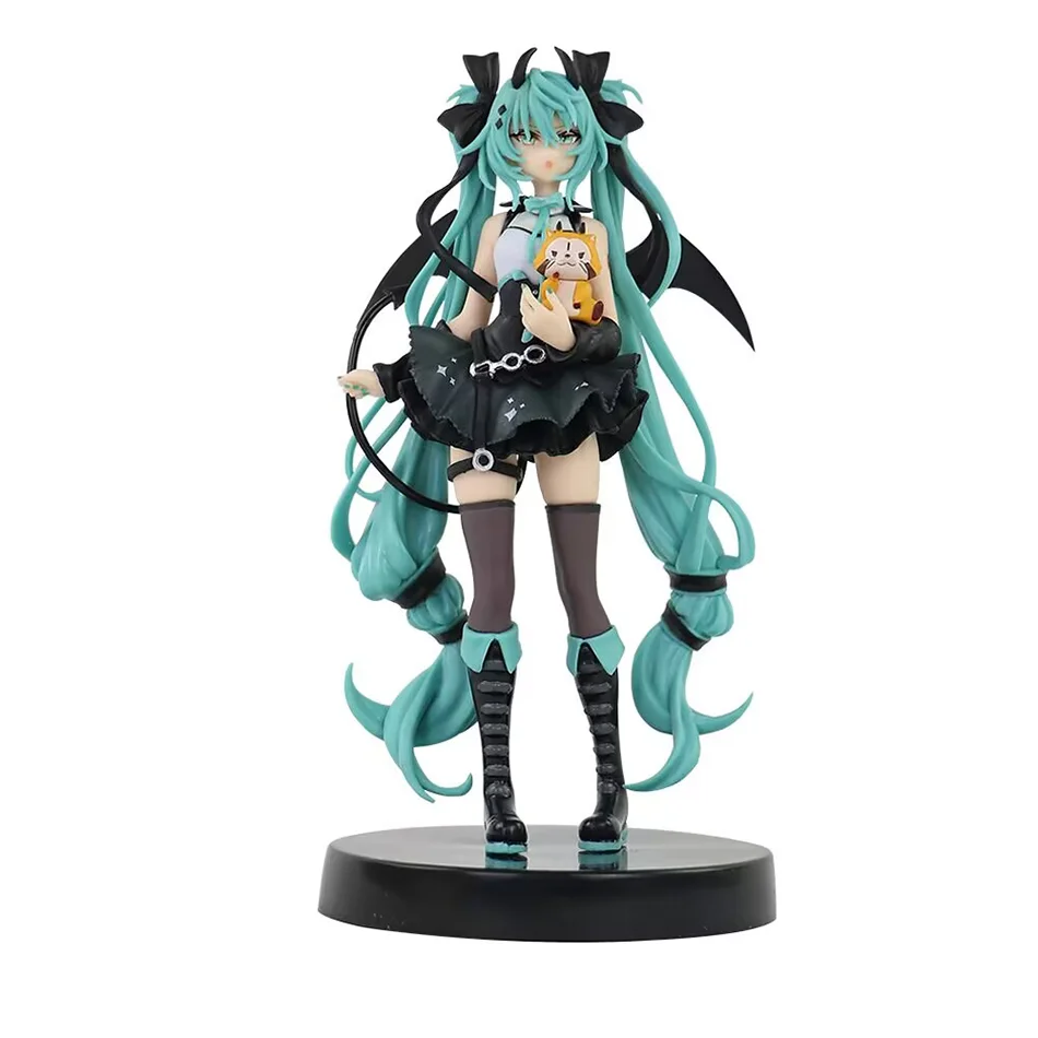 Anime Little Devil Hatsune Miku Handgemachter kleiner Waschbär Chuyin Dark Angel Handgefertigtes PVC-Modell Animationsperipherie