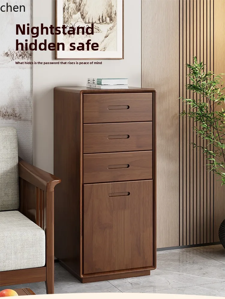 ZMLbedside table safe integrated solid wood storage bedroom bedside safe household