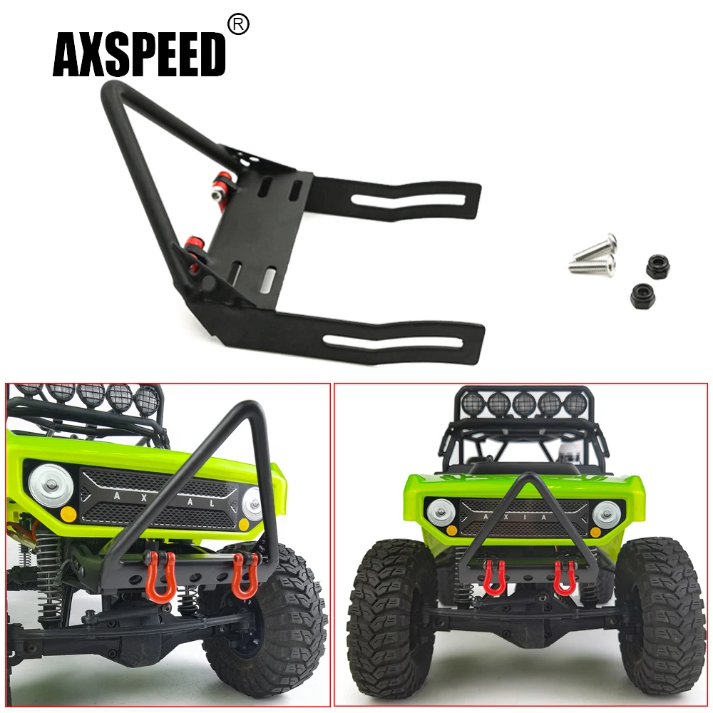 AXSPEED Metal Front Bumper with Tow Shackles for Axial SCX10 JEEP Wrangler 90047 1/10 RC Crawler Car Upgrade Parts