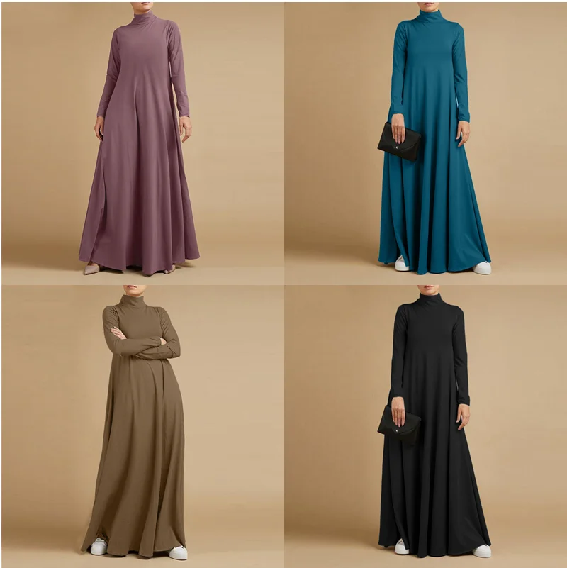 

Autumn Turtleneck Long Sleeve Sundress Fashion Women Maxi Long Dress Baggy Elegant Solid Casual Vestido Kaftan Robe Femme