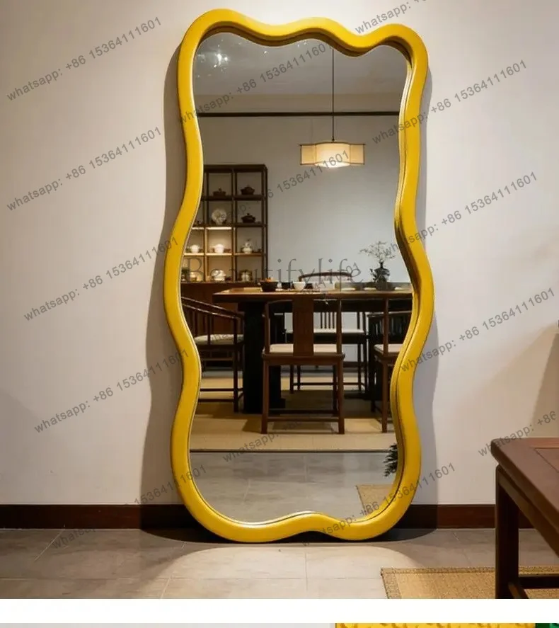 YJ Nordic irregular mirror floor-to-ceiling household American art full-body  light luxury landfill clothing store special-shape