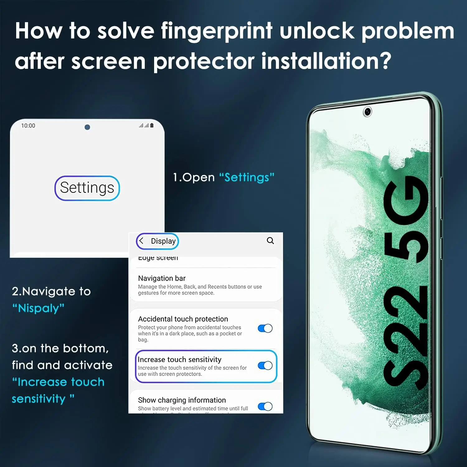 1/2/3/4Pcs 0.2mm Tempered Glass For Samsung Galaxy S22 5G Fingerprint Unlock Screen Protector Glass Film