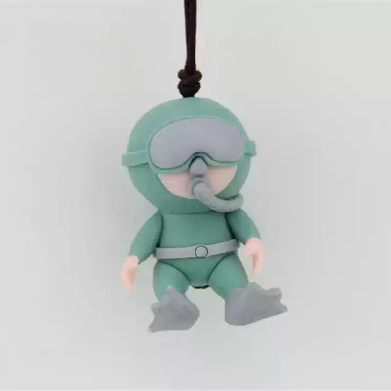 Cute Cartoon Diver Resin Keychain Backpack Pendant Mini Diver Figurine Key Ring Decor for Diving Enthusiast Collection Gift