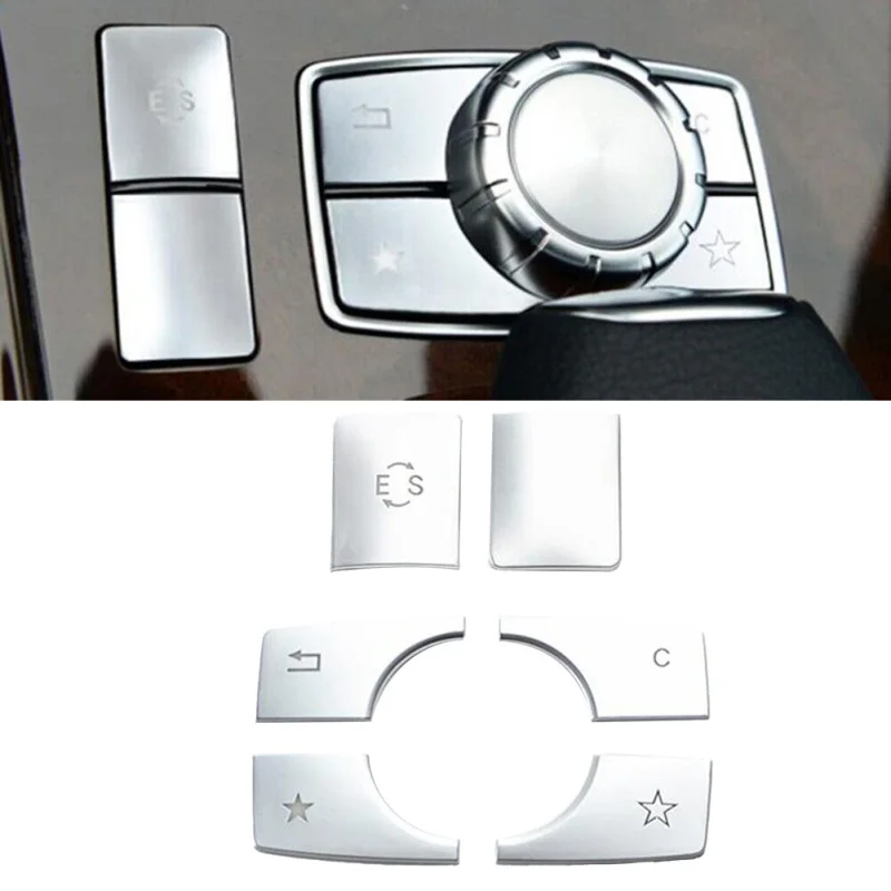 Fit For Mercedes E Class W212 2010-2015 6pcs/set High Quality Car Center Console Multimedia Button Trim Cover