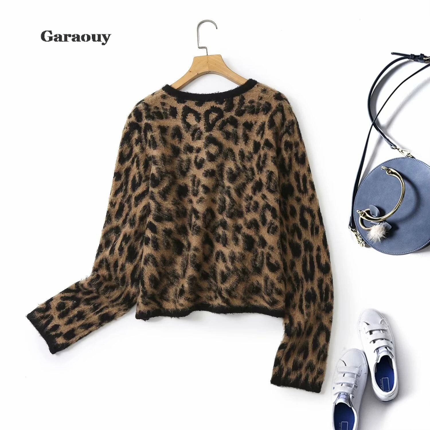 Women Cardigan Cozy Sweaters Y2k American Retro Cropped Cardigan Long Sleeve Sweaters Harajuku Vintage Leopard Print Cardigan