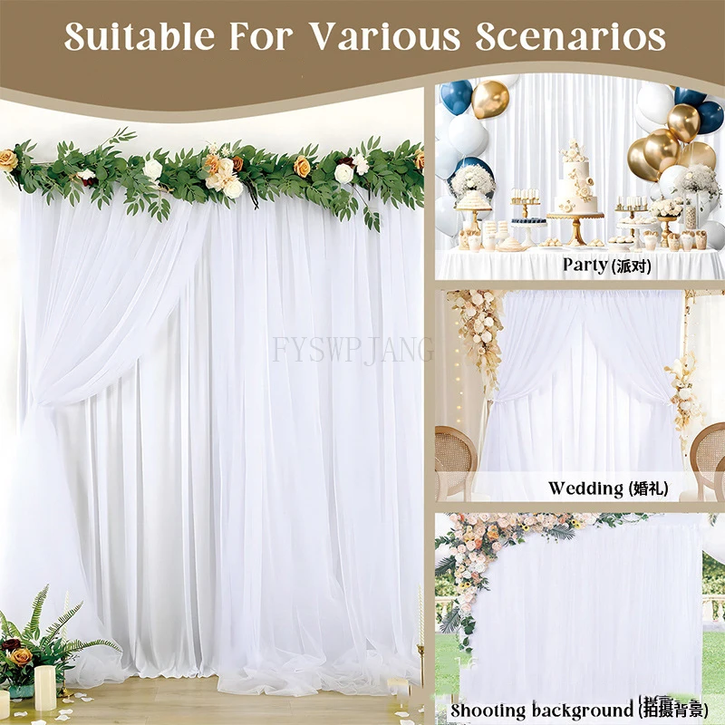 

Wedding Veil Net Gauze Outdoor Wedding Party Scene Layout Decoration Background Wedding Arch Chair Curtain