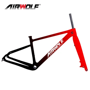 AIRWOLF-부스트 Mtb 프레임 세트 포크 29er 하드 테일 스루 액슬 148*12mm 110*15mm T1000, Toray 카본 산악 자전거 프레임 S M L XL 