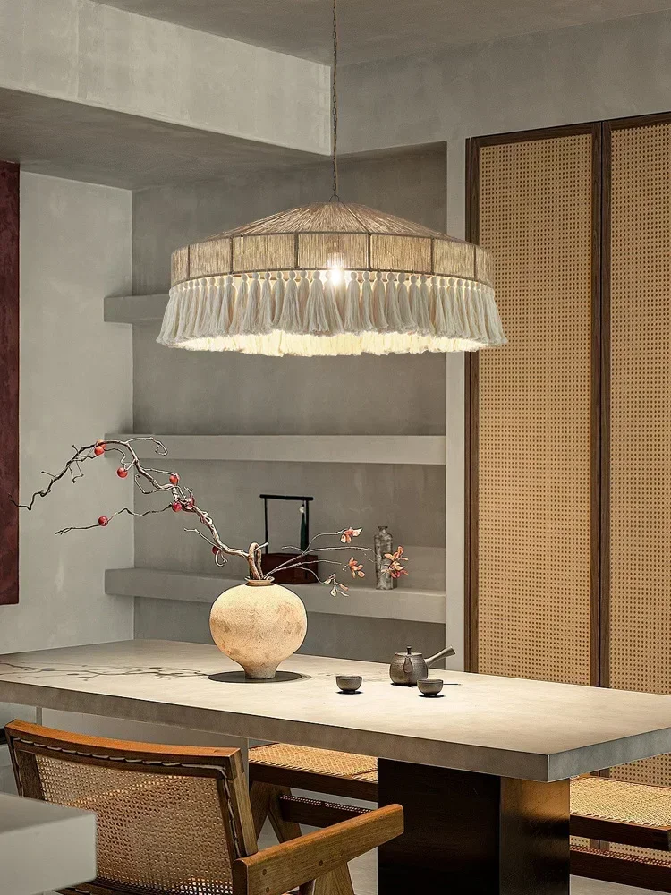 Nordic LED Chandelier Chandelier With Tassels For Bedroom Living Room Kitchen Shop Handmade Rustic Pendant Lamps