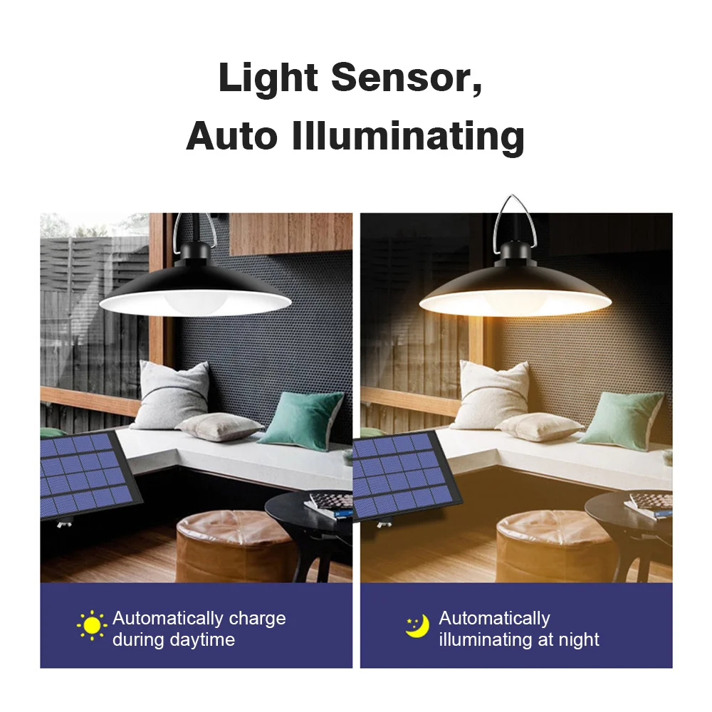 Solar Pendant Light 4 Head Solar Outdoor Rechargeable LED Ceiling Lamp Auto Illuminating Hanging Security Lights Shed Lights