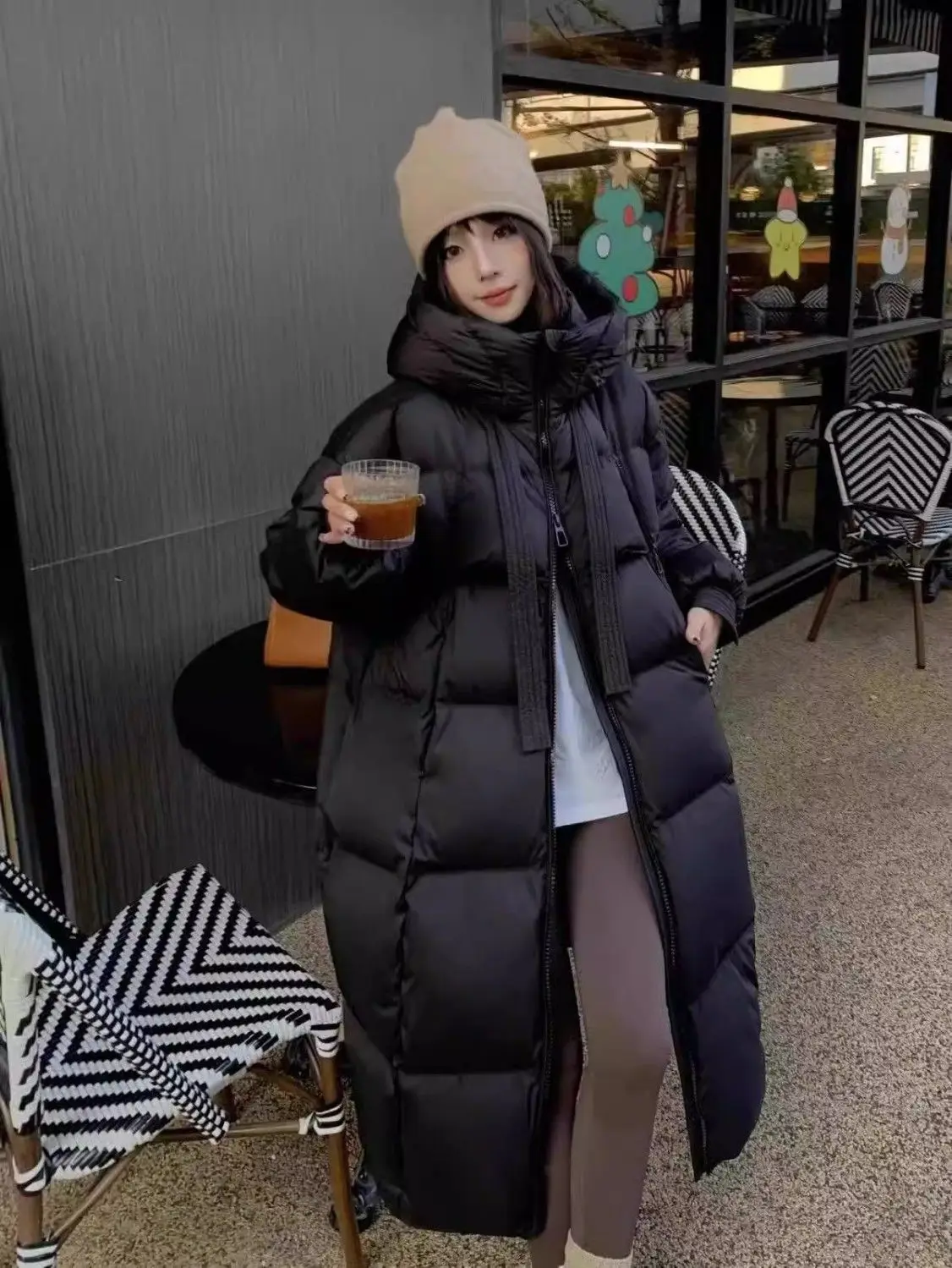 Black Winter Coat 2026 New Women's Thick Cotton Parka Jacket Korean Oversized Loose Hooded Coats Female Casual Long Overcoat