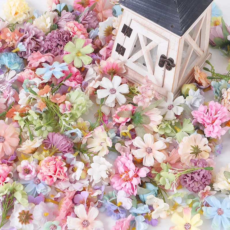 20/50 Stück Mix künstliche Blumen Seide gefälschte Blumen Köpfe für Home Decor Hochzeit Dekoration Braut DIY Handwerk Girlande Geschenk Zubehör – Detail 8