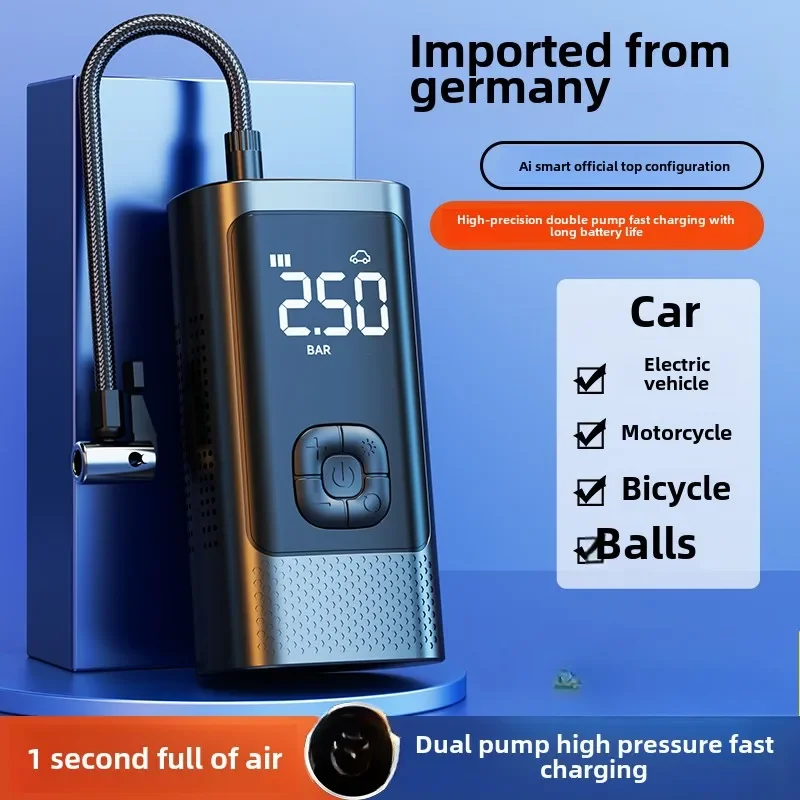 Portable and Wireless Car Air Pump for High Pressure Tires