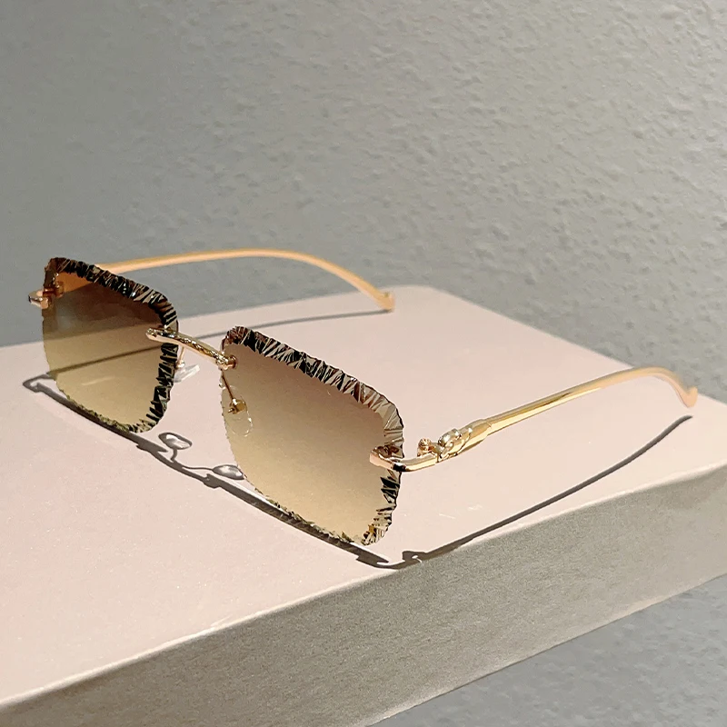 KAMMPT Randloze Vierkante Zonnebril Mannen Mode Vintage Gradiënt Casual Shades Vrouwen Trendy Luxe Merk Ontwerp Decor Zonnebril