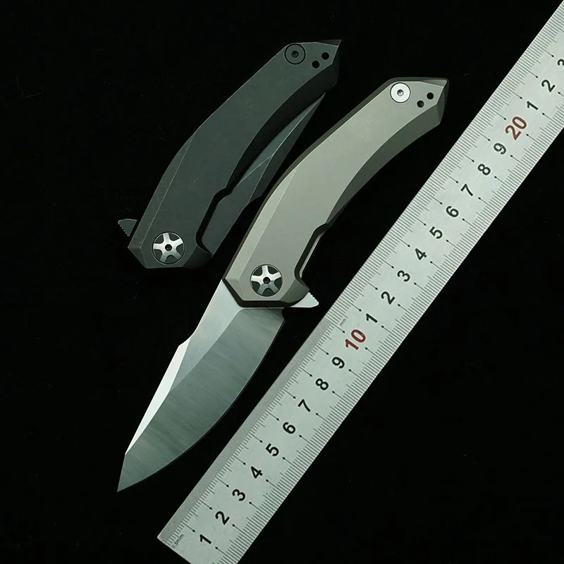 New 0095 0095BW Flipper Mark S35VN Blade Titanium Alloy Handle Outdoor Camping Hunting Kitchen Survival EDC Tool Folding Knife