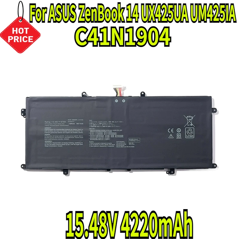 15.48V 4220mAh C41N1904 C41N1904-1 Laptop Battery for ASUS ZenBook 14 UX425UA UM425IA UX425EA UX425JA BX325JA UX325EA UX325JA