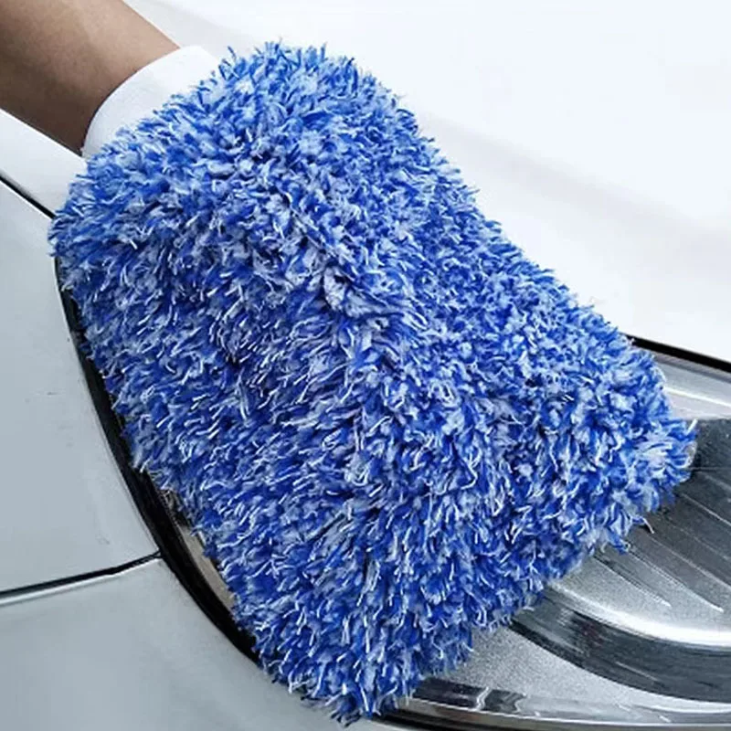2​024 high density scratch gloves car wash double side coral velvet gloves soft microfiber wash mitt thicken large size accesori