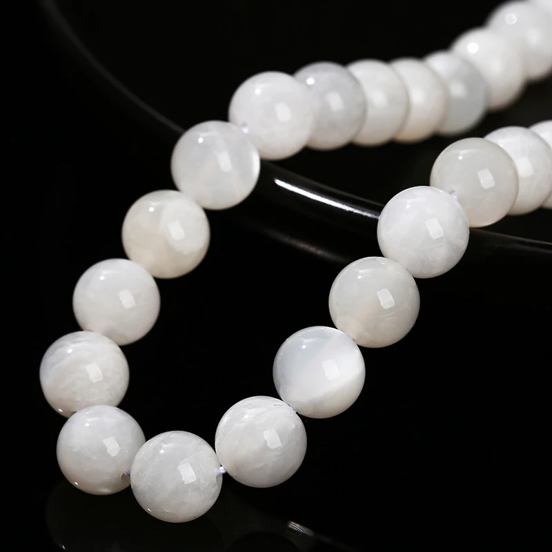 3A Natural Stone White Moonstone Bead Round Loose Spacer Shiny Bead 6 8 10mm For Jewelry Making Diy Necklace Bracelet Accessory