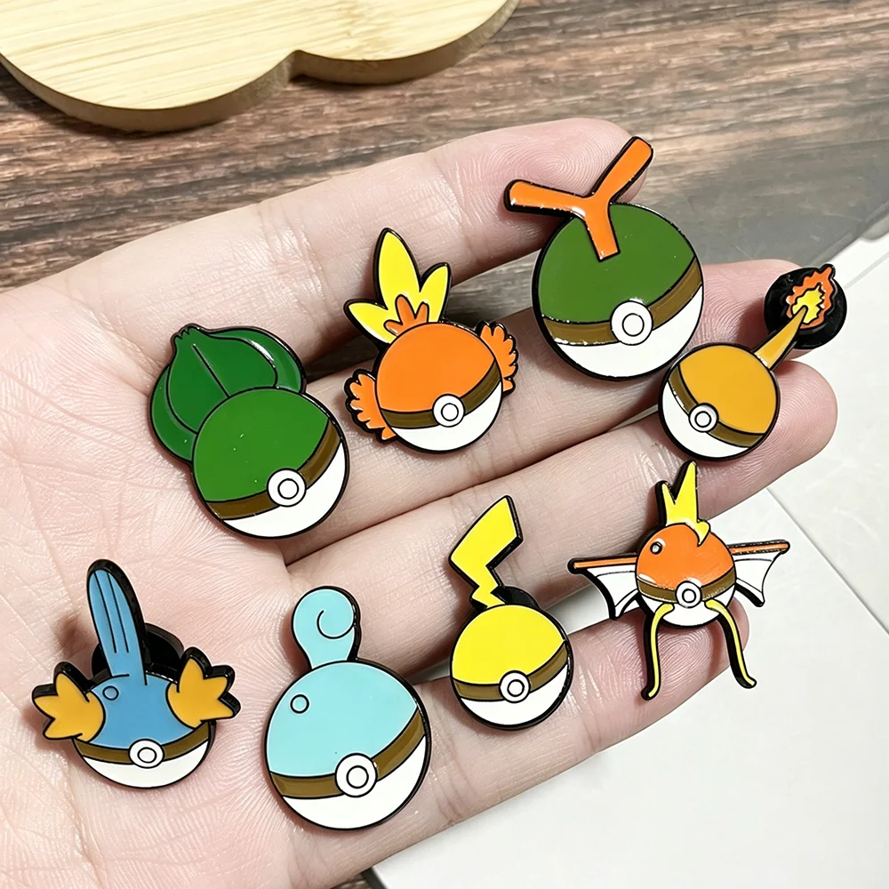 8Pcs/Set Pokemon Cartoon Anime Enamel Brooch Set Cute Animal Metal Lapel Pins Funny Cosplay Jewelry Accessories Gift for Friends - view 3