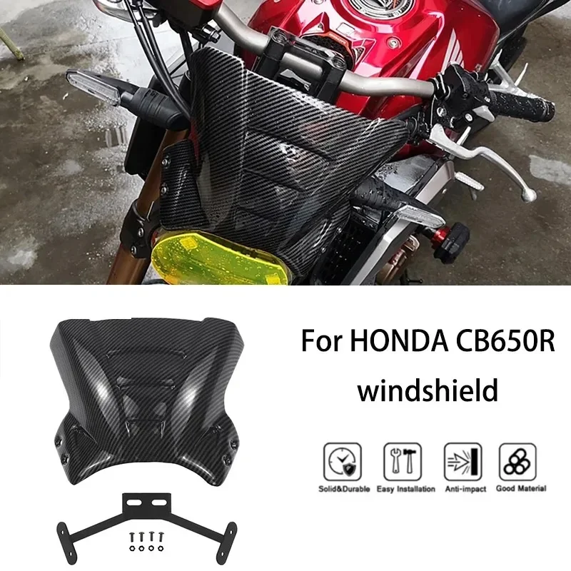 

1PC Motorcycle Windshield Windscreen for HONDA CB650R 2019-2023 Front Plastic Wind Shield Screen Deflectors Carbon Fiber Look