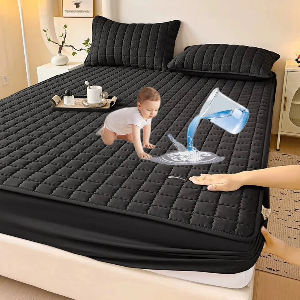 Waterproof Thickened Mattress Pad Protector Adjustable Durable Fitted Sheet Bed Covers Anti-mite Non-slip Bedspreads 150/160x200