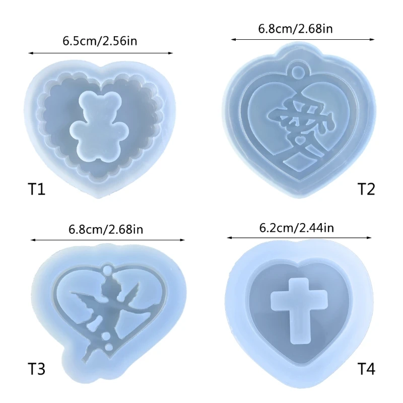 Silicone Keychain Moulds Pendant Molds Heart Shaped Hand-Making Jewelry Tools Keychain Decorations for Pendant Keychains