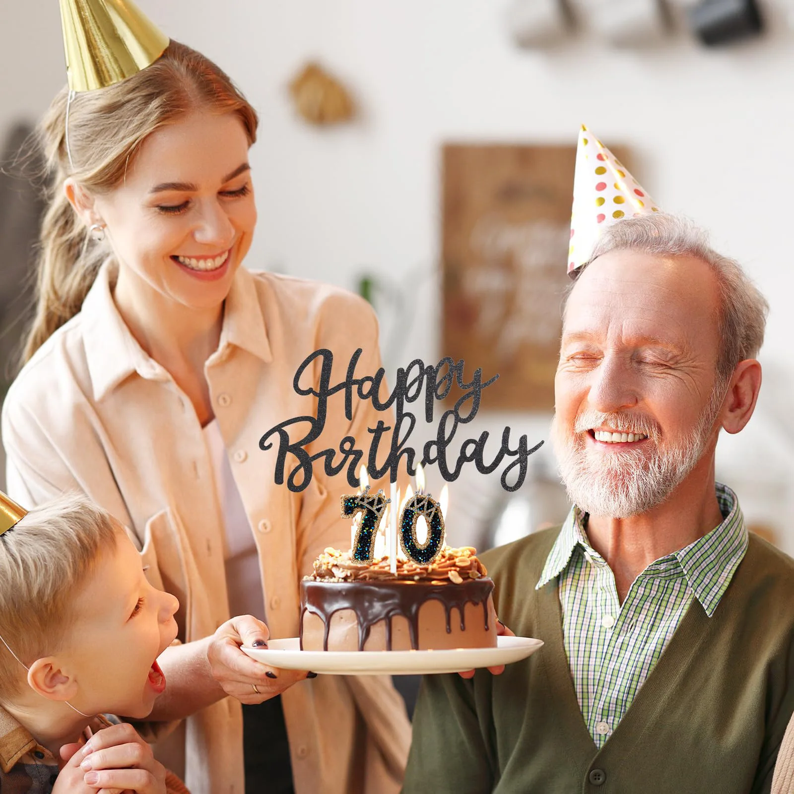 E-STRONG 2025, schwarze und goldene Kronenkerzen, süße rosa Farbverlauf, lila Schmetterlingsknoten, Zahlengeburtstagskerzendekoration für Kuchen
