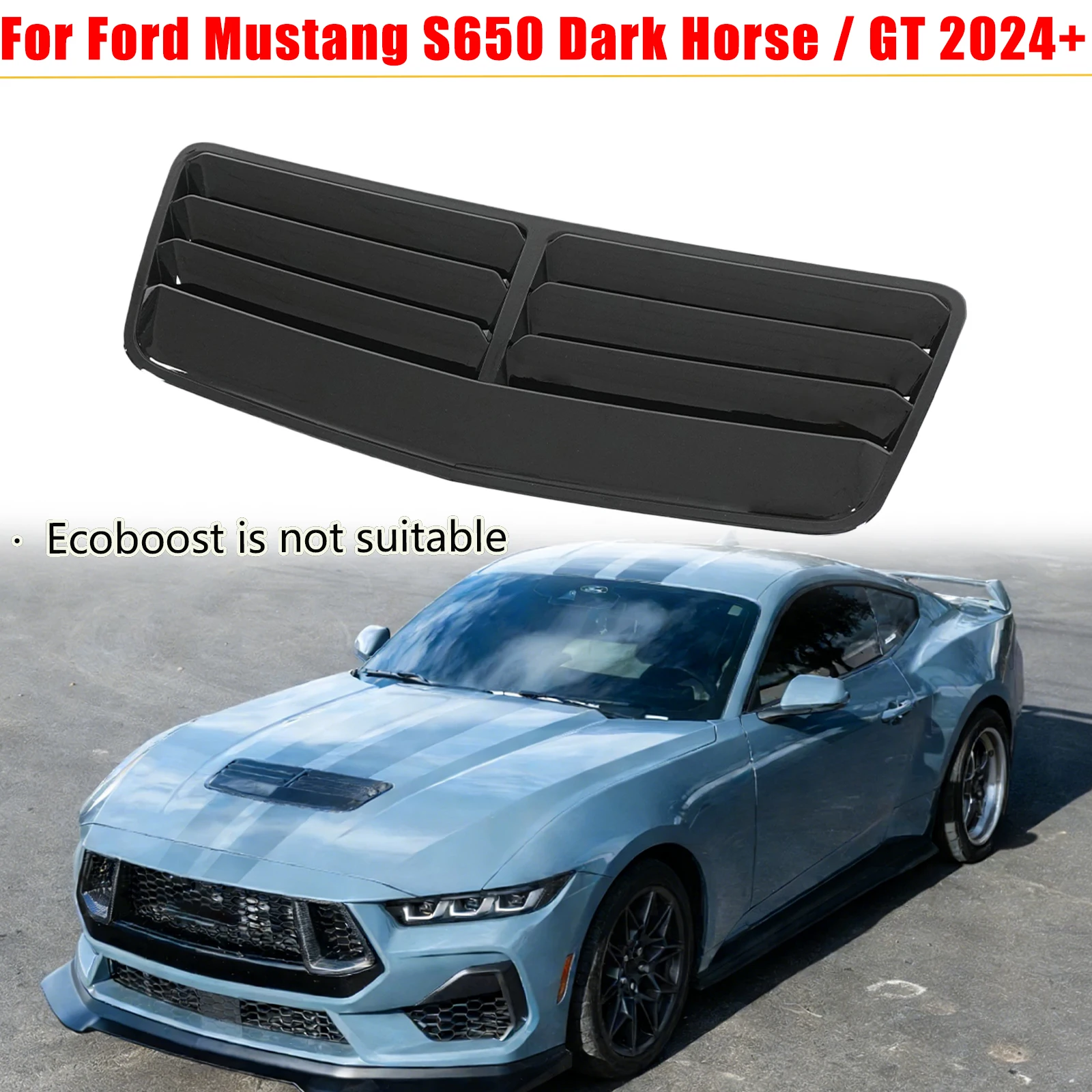 

For Ford Mustang S650 Dark Horse / GT 2024+ Front Hood Vent Matte Black Glossy Black Carbon Fiber Painted Car Accessories