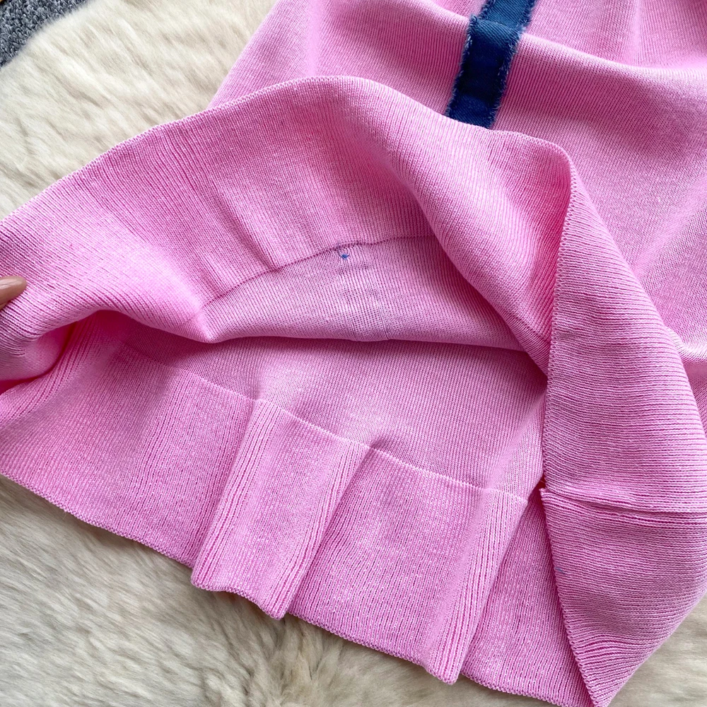 YuooMuoo Chic Fashion Sexy Package Hips Knitted Mini Dress 2025 Summer Vintage Denim Patchwork Ruffled Party Dress Streetwear