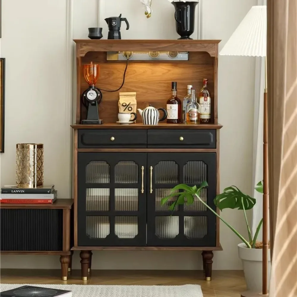 French solid wood dining side cabinet, household living room against the wall wine cabinet integrated bar cabinet