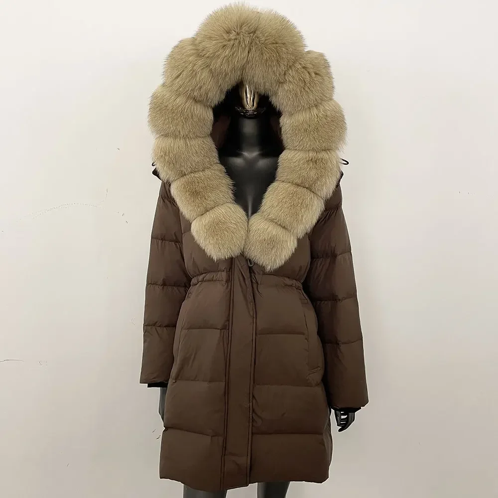 Natural Raccoon Fur Women Warm Real Fur Coat Female Winter Winter Duck Down Coat Reality Fur Coat Hooded Removable Puffer Jacket