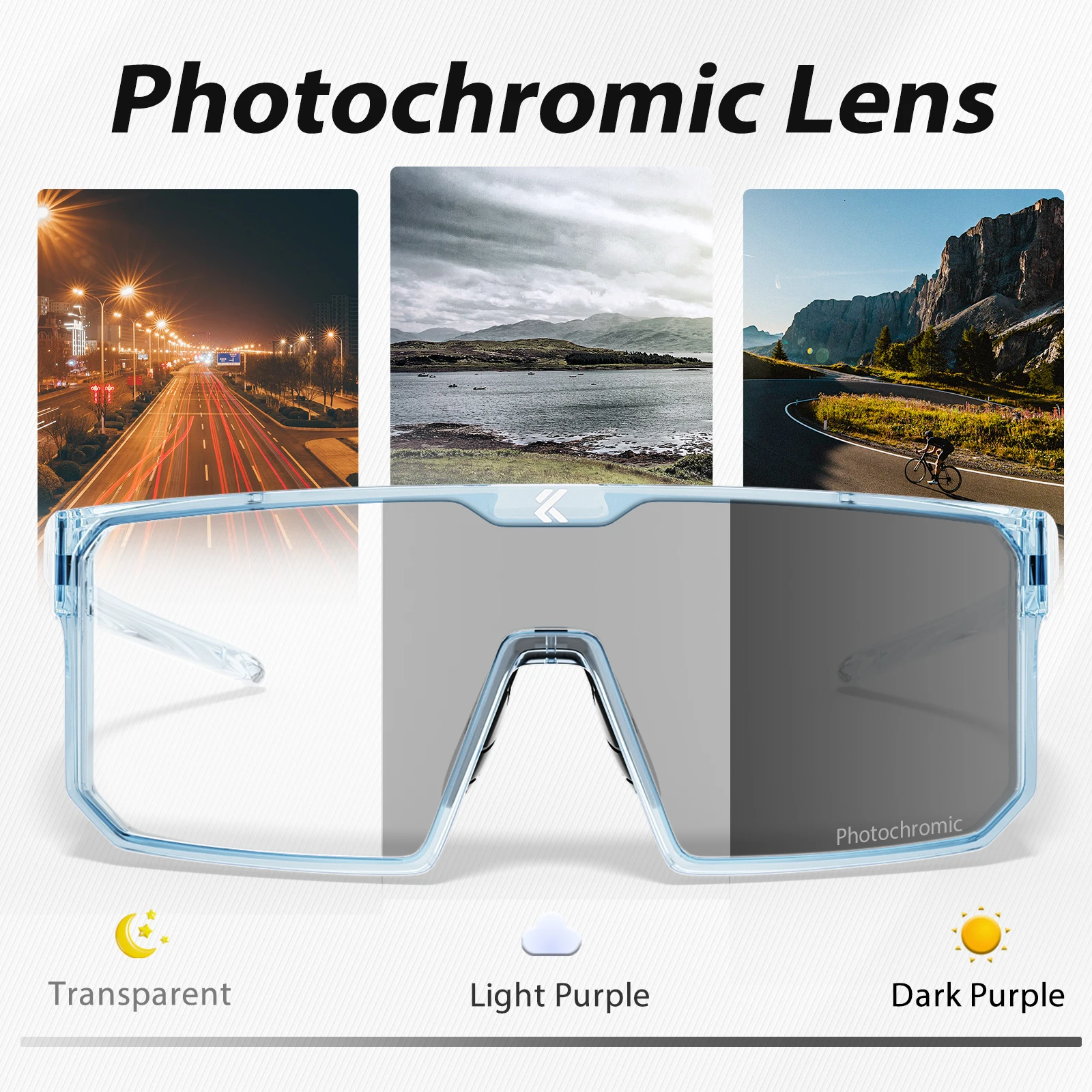 Kapvoe MTB gafas de sol para bicicleta de carretera UV400 gafas de protección fotocromática hombres mujeres montar gafas a prueba de viento gafas para deportes al aire libre