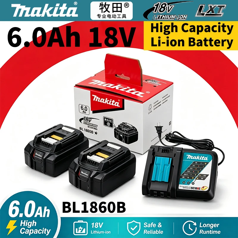 Trapano elettrico Makita 18V 6.0Ah compatibile con utensili a batteria agli ioni di litio BL1860B e caricabatterie DC18RC — Costruzioni di capanni da giardino — Spedizione rapida