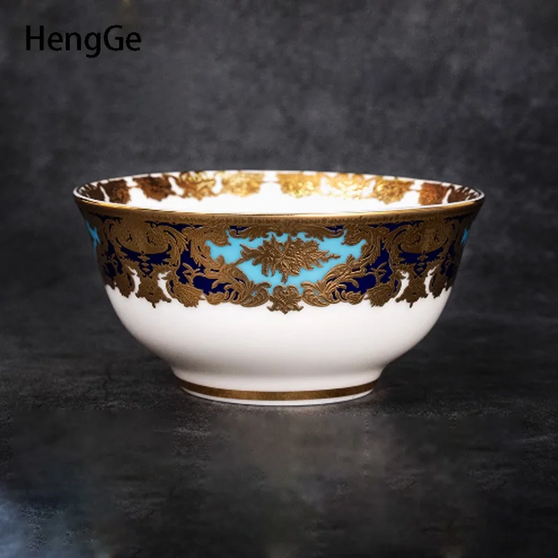 Light Luxury Ceramic Plate High End Golden Pattern Relief Western Style Steak Dining Plates Restaurant Tableware Soup Plate image 5