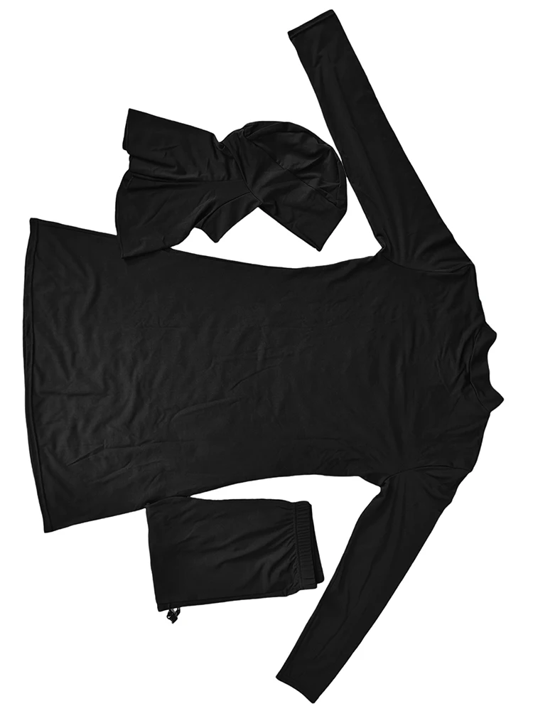 Muslim Swimwear Women Modest Patchwork Hijab Long Sleeves Sport Swimsuit 3pcs Islamic Burkinis Wear Bathing Suit image 6
