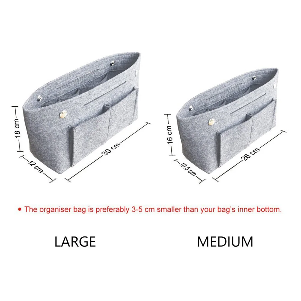 

Bag Storage ganizer Large Capacity Compact Design Inner Pouch Felt Travel Makeup Accessories Pouch