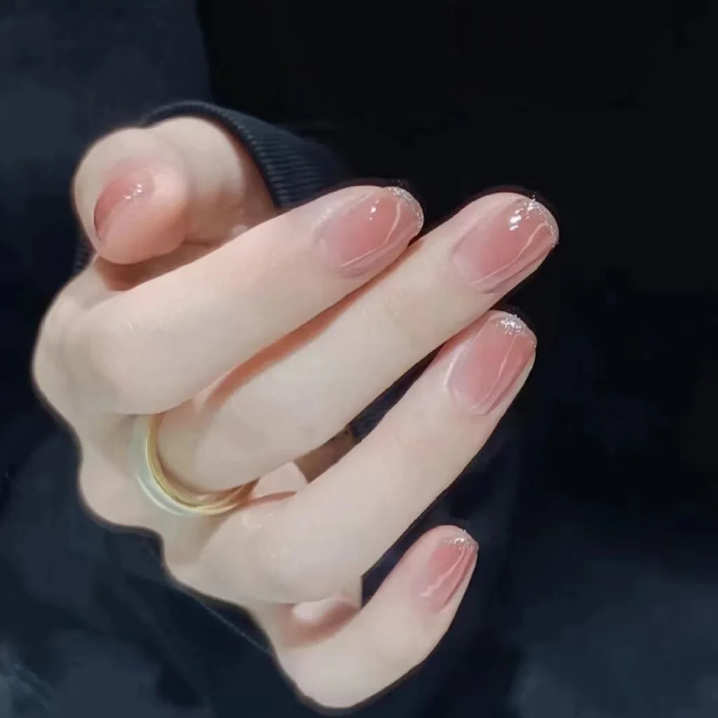 

24Pcs/set French Gold Border Nail Elegant&Trendy Wearable Nails for Women Girl New Edition Removable Nail