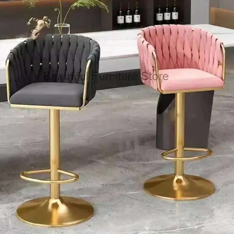 

Современные регулируемые барные стулья Back Lounge: дизайнерские вращающиеся стулья в скандинавском стиле, золотистая кожа, удобные, для дома и мебели для дома
