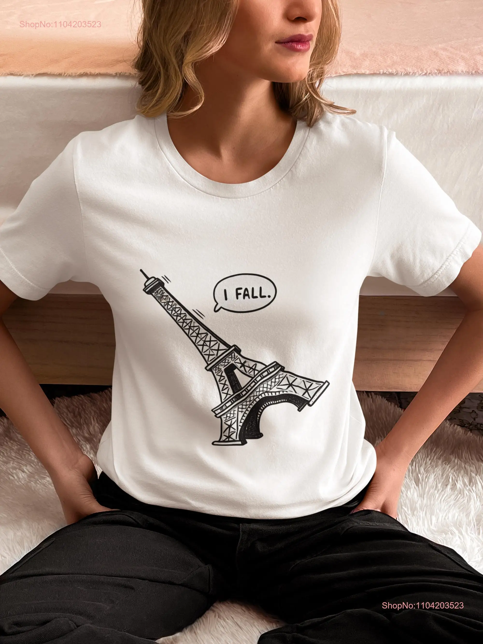 Funny Eiffel Tower Falling T Shirt Paris Lover's I Fall Travel Humor Top Unique Quirky French Souvenir