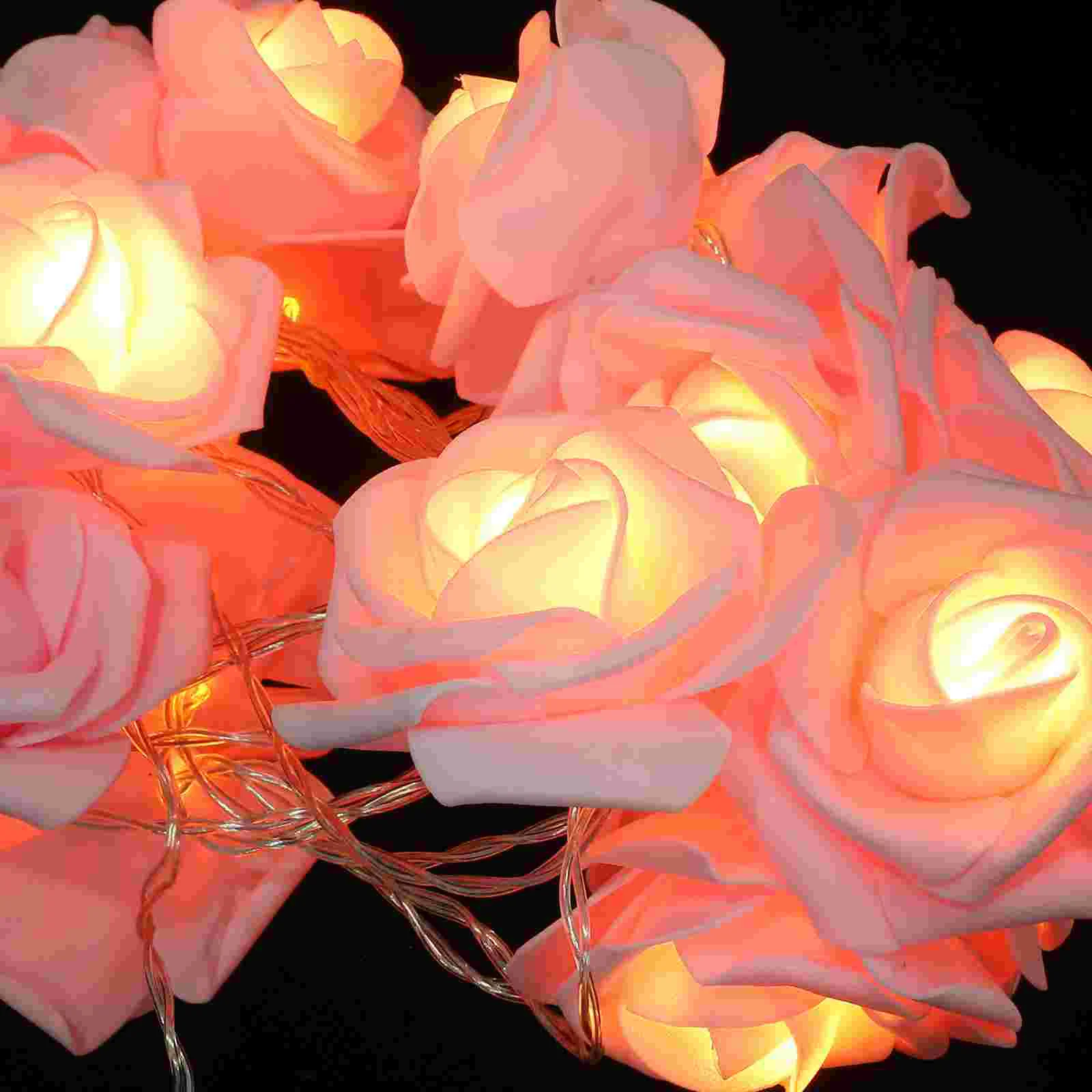 Valentines Day Rose String Light 20 LEDs Artificial Rose Garland Fairy Light Party Favor Flower String Light
