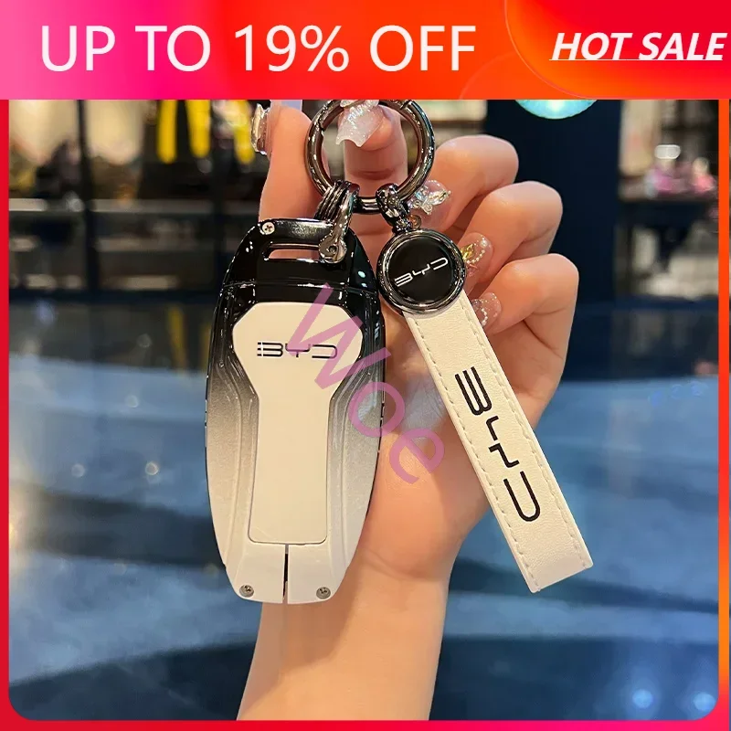 Woe Key Fob Cover for BYD Song Plus 3 DM Leather Zinc Alloy Case Shell Atto Han EV Qin Seal Dolphin Keychain