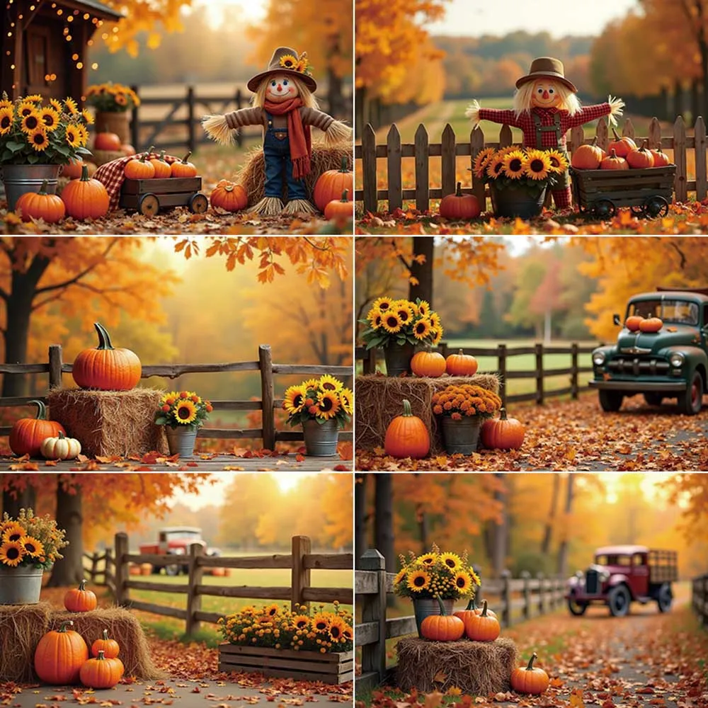 

MOON.QG Autumn Photography Backdrop Pumpkin Harvest Farm Photozone Background Children Photo Studio Photobooth Props