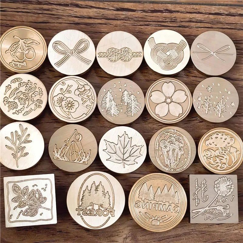 Wax Seal Stamp Head Japanese Mizuhiki Gifts Sakura Plant Mountain Series Pattern Scrapbooking Card Decoration Stamp Head