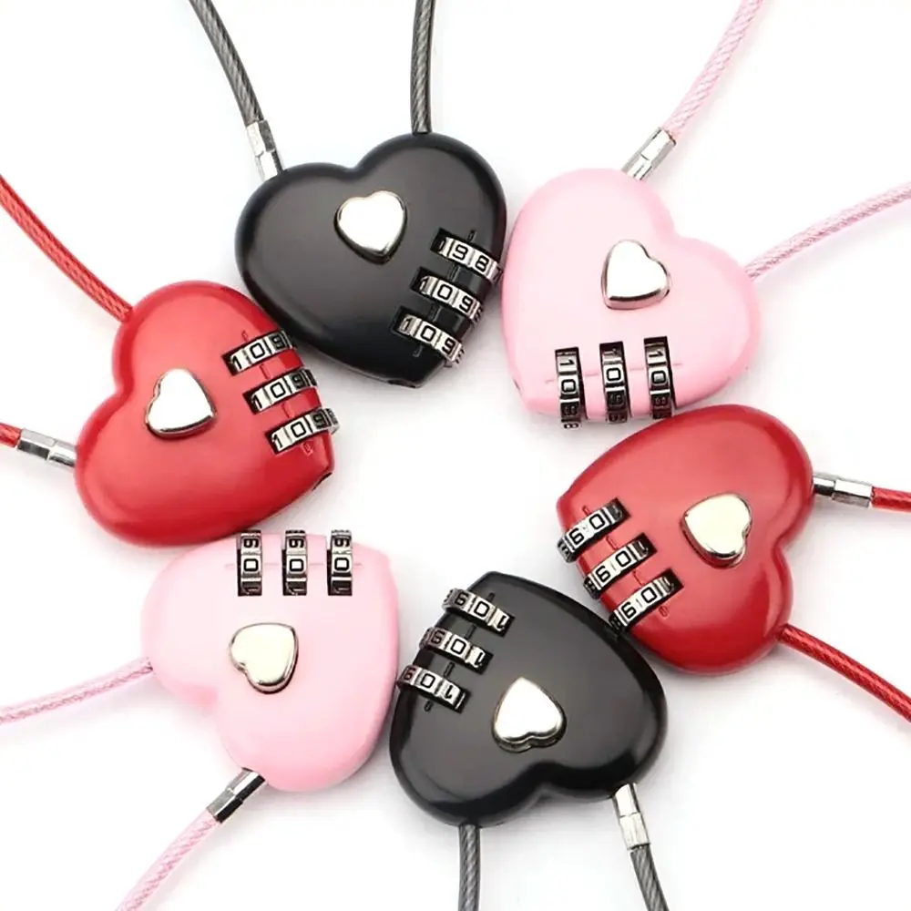 Valentine's Day Heart Style Love Password Lock 3 Digit Password Password Code Padlock Combination Lock Backpack