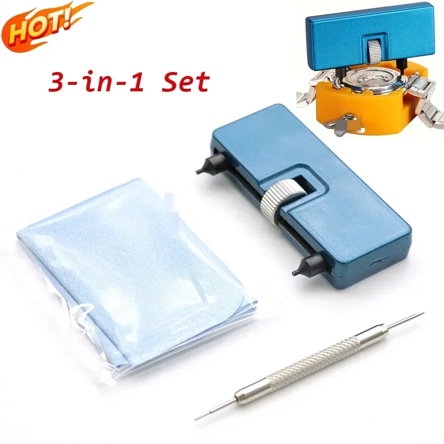 3-in-1 Set Watch Battery Replacement Kit Wrench Back Remover Rotate Open Cover Case Opener Wristwatch Back Maintenance Remover