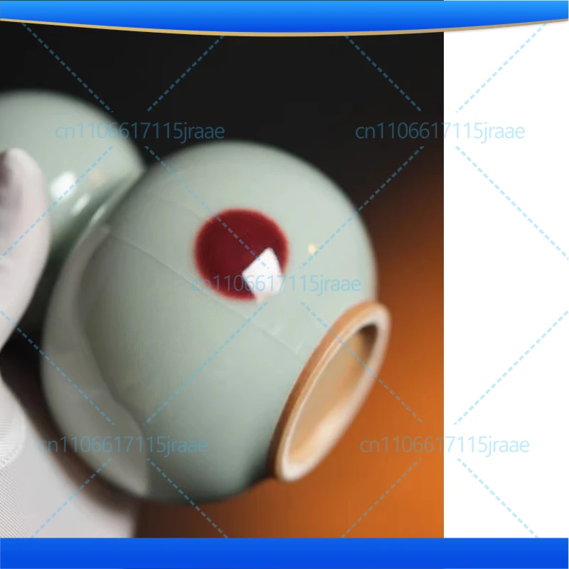 Azure kiln becomes Jun red and smudged! Lucky gourd! Handmade Jun porcelain ornament