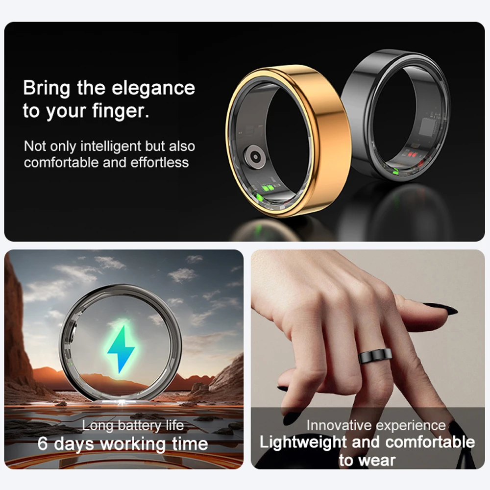 For Android IOS Smart Ring Real Heart Rate Teenagers Stainless Steel Ring Swimming Waterproof Smart Ring 2024 For Jewelry Gift