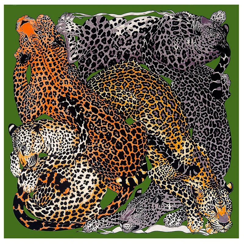 New Fashion Luxury Drand Scarf Versatile Animal Leopard Lady\'s Twill Decorated Shawl 130CM*130CM Wraps Deautiful Dright Colors