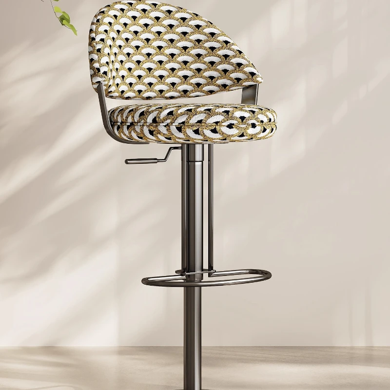 

Italian high stool stainless steel bar chair home living room designer high-end liftable rotating front desk chair