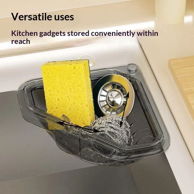 Spülbecken-Futterfänger-Korb mit magnetischer Saugfunktion, dreieckiger Abtropfkorb für die Küchenspüle, Eckkorb für Restfrüchte – Detail 6