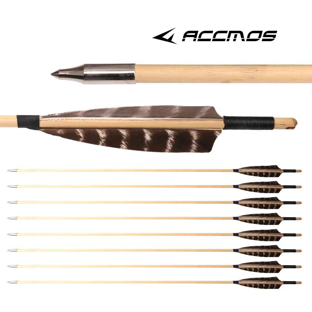 6/12/24 قطعة OD 8 مللي متر الرماية السهام الخشبية التقليدية مع 5 بوصة ريشة تركيا الجديدة ل 25-50lbs القوس اطلاق النار الصيد #4